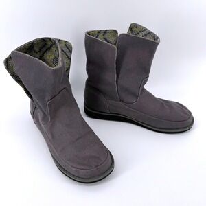 Sanuk Canvas Slouch Boots Womens 7.5 Gray Pull On Flat Sidewalk Surfer Comfort